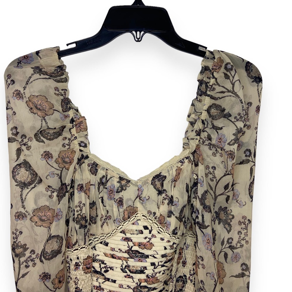 Free People Brunch Date Bodysuit Long Sleeve Floral Ivory Combo NWT - Picture 7 of 9